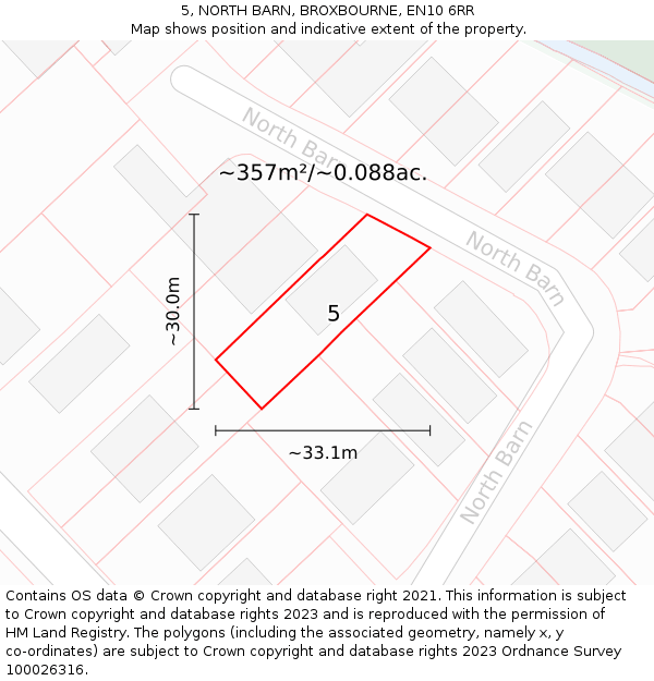 5, NORTH BARN, BROXBOURNE, EN10 6RR: Plot and title map