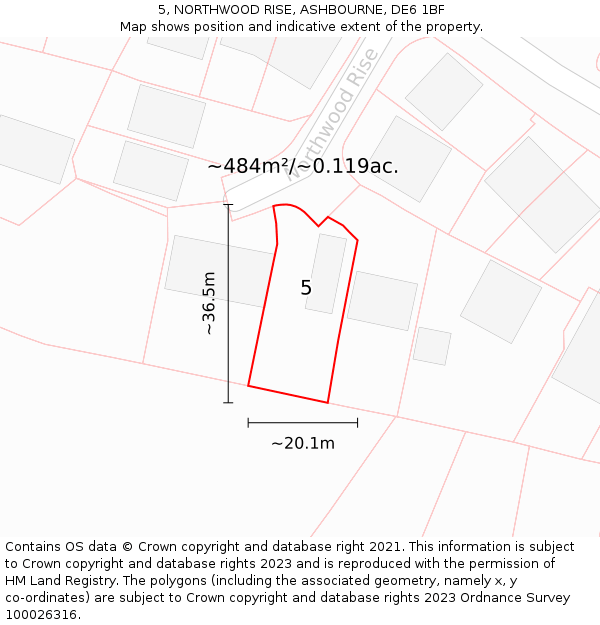 5, NORTHWOOD RISE, ASHBOURNE, DE6 1BF: Plot and title map