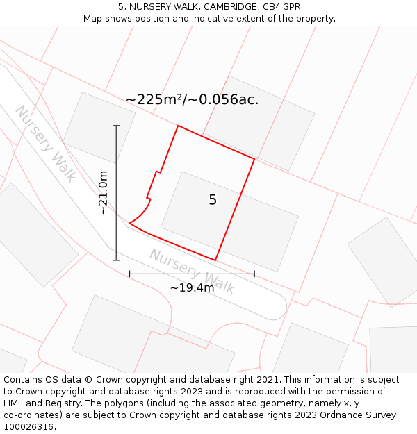 5, NURSERY WALK, CAMBRIDGE, CB4 3PR: Plot and title map