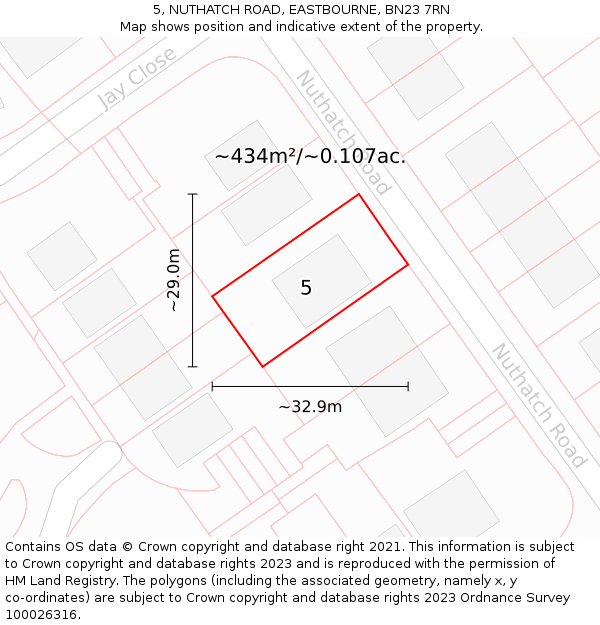 5, NUTHATCH ROAD, EASTBOURNE, BN23 7RN: Plot and title map