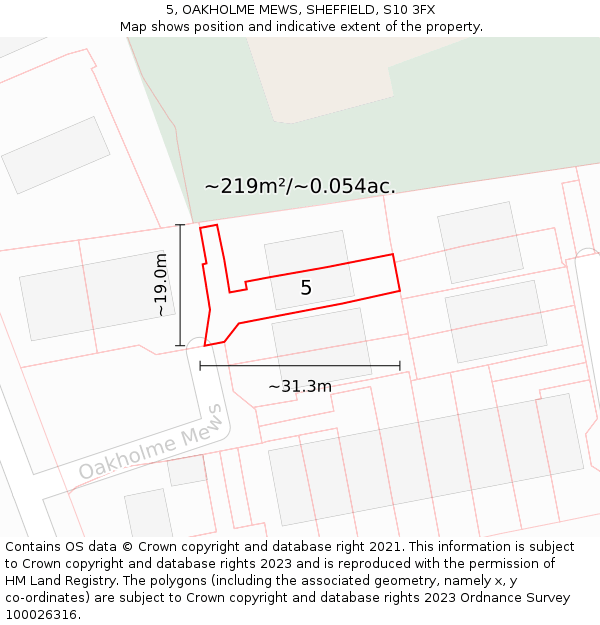 5, OAKHOLME MEWS, SHEFFIELD, S10 3FX: Plot and title map