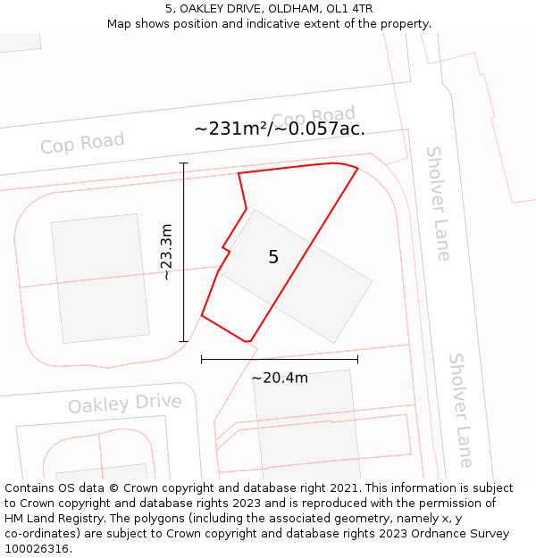 5, OAKLEY DRIVE, OLDHAM, OL1 4TR: Plot and title map