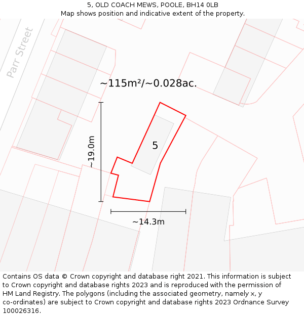 5, OLD COACH MEWS, POOLE, BH14 0LB: Plot and title map
