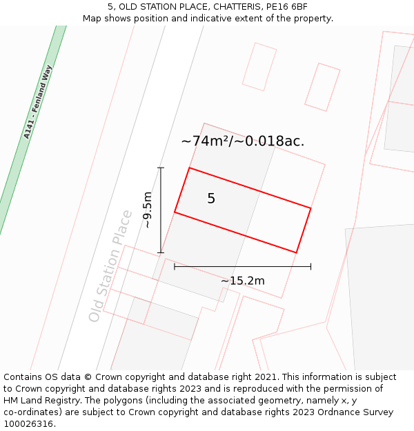 5, OLD STATION PLACE, CHATTERIS, PE16 6BF: Plot and title map