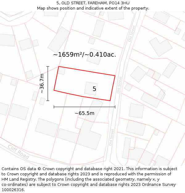 5, OLD STREET, FAREHAM, PO14 3HU: Plot and title map