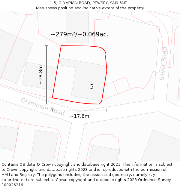 5, OLYMPIAN ROAD, PEWSEY, SN9 5NF: Plot and title map
