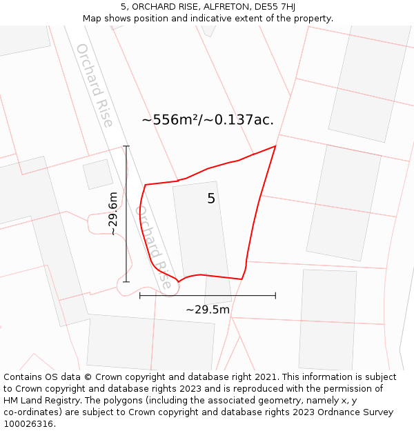 5, ORCHARD RISE, ALFRETON, DE55 7HJ: Plot and title map