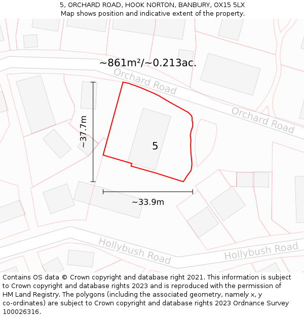 5, ORCHARD ROAD, HOOK NORTON, BANBURY, OX15 5LX: Plot and title map