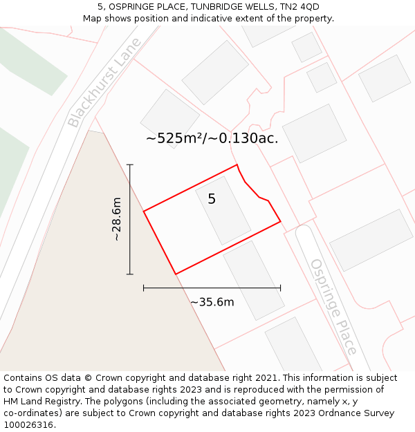 5, OSPRINGE PLACE, TUNBRIDGE WELLS, TN2 4QD: Plot and title map