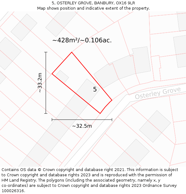 5, OSTERLEY GROVE, BANBURY, OX16 9LR: Plot and title map