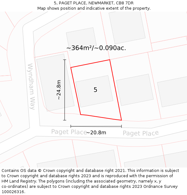 5, PAGET PLACE, NEWMARKET, CB8 7DR: Plot and title map