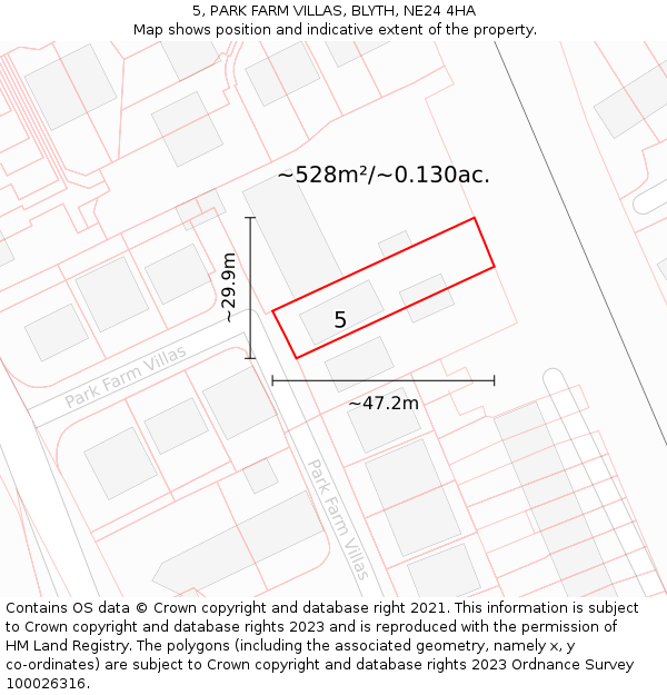 5, PARK FARM VILLAS, BLYTH, NE24 4HA: Plot and title map