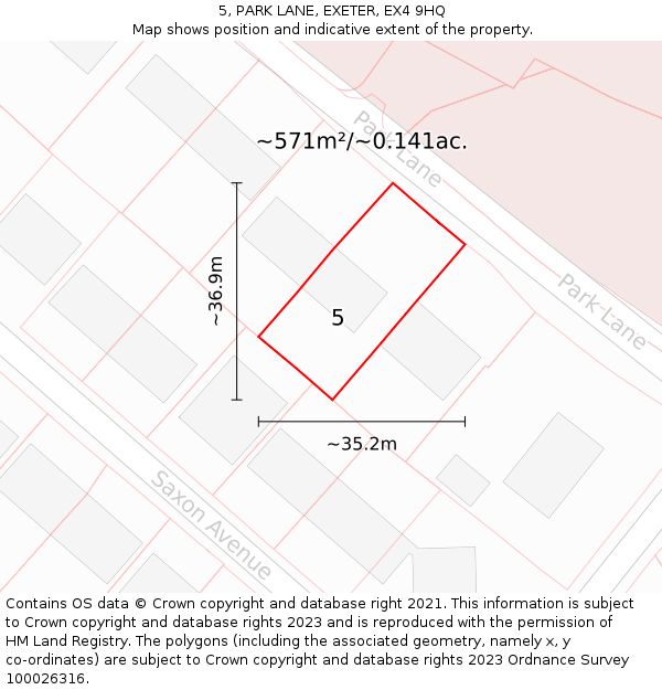 5, PARK LANE, EXETER, EX4 9HQ: Plot and title map