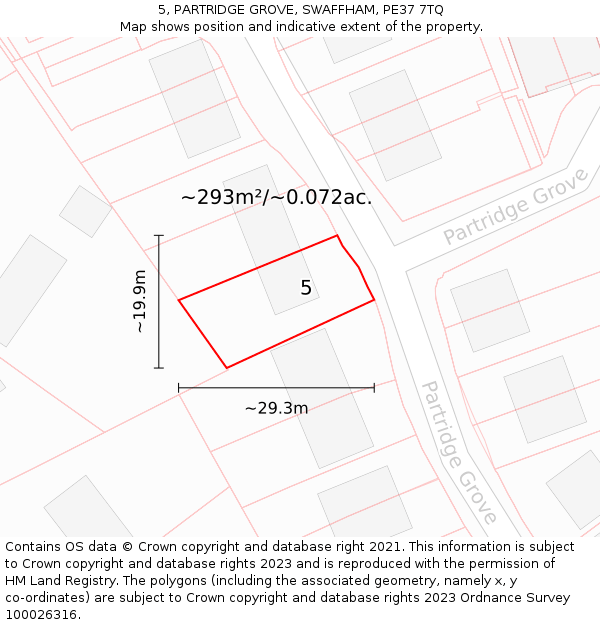 5, PARTRIDGE GROVE, SWAFFHAM, PE37 7TQ: Plot and title map