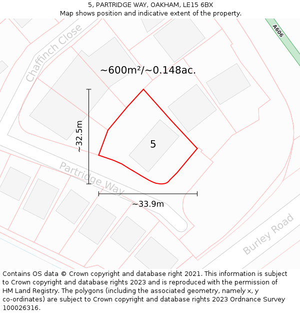 5, PARTRIDGE WAY, OAKHAM, LE15 6BX: Plot and title map