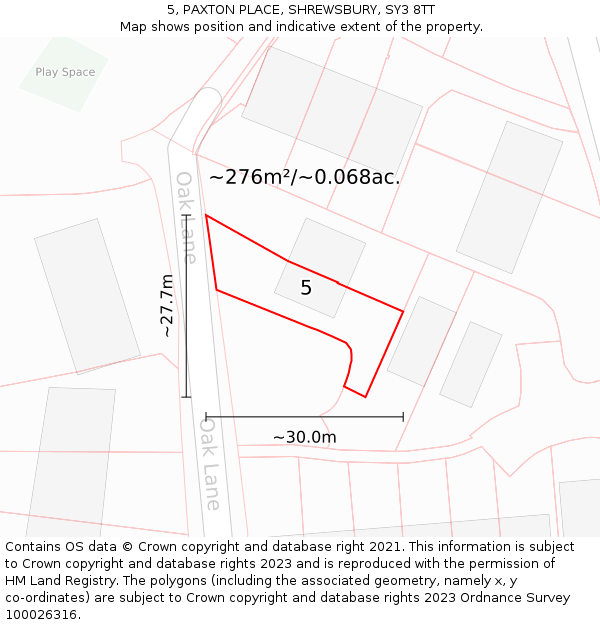 5, PAXTON PLACE, SHREWSBURY, SY3 8TT: Plot and title map