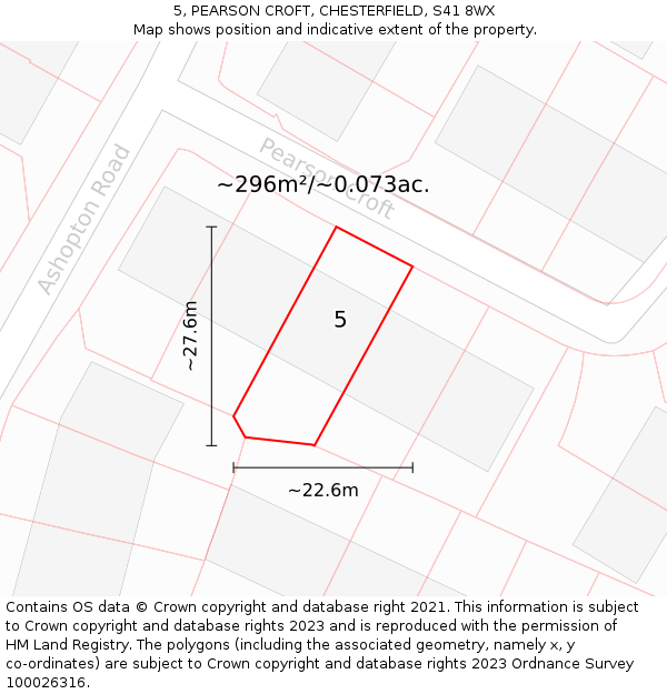 5, PEARSON CROFT, CHESTERFIELD, S41 8WX: Plot and title map