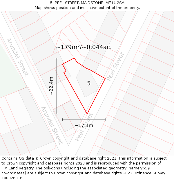 5, PEEL STREET, MAIDSTONE, ME14 2SA: Plot and title map