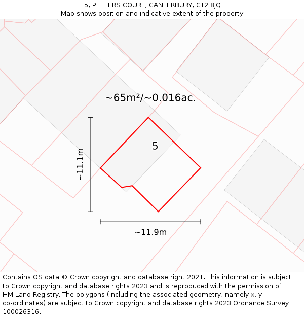 5, PEELERS COURT, CANTERBURY, CT2 8JQ: Plot and title map