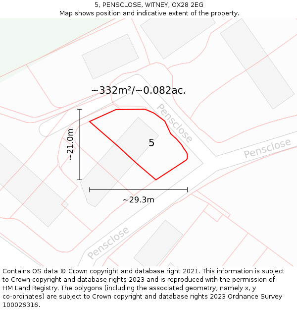 5, PENSCLOSE, WITNEY, OX28 2EG: Plot and title map