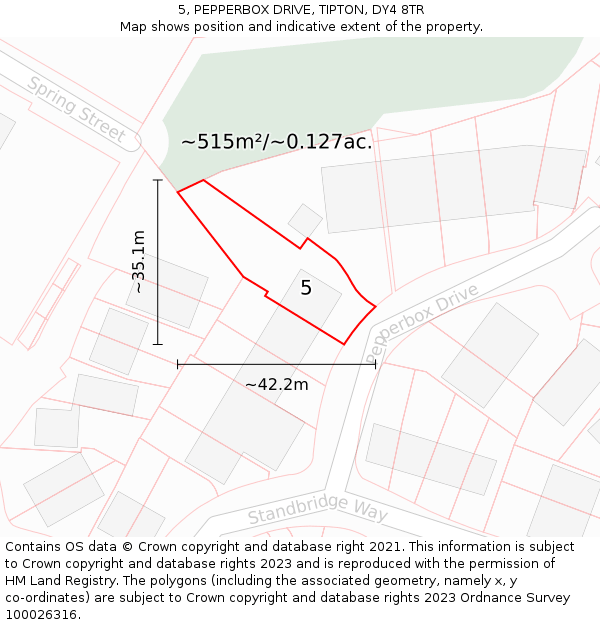 5, PEPPERBOX DRIVE, TIPTON, DY4 8TR: Plot and title map