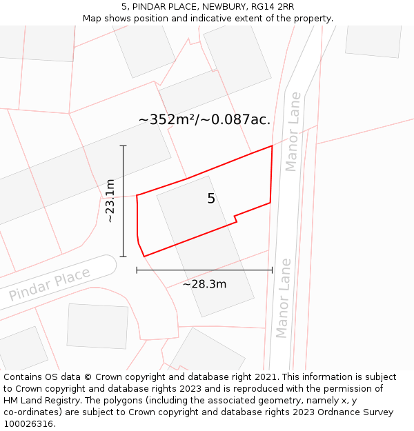 5, PINDAR PLACE, NEWBURY, RG14 2RR: Plot and title map
