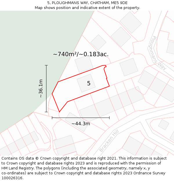 5, PLOUGHMANS WAY, CHATHAM, ME5 9DE: Plot and title map