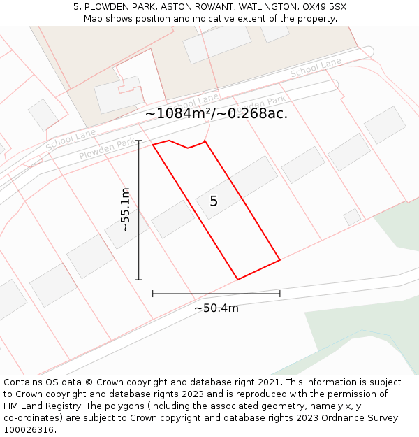 5, PLOWDEN PARK, ASTON ROWANT, WATLINGTON, OX49 5SX: Plot and title map