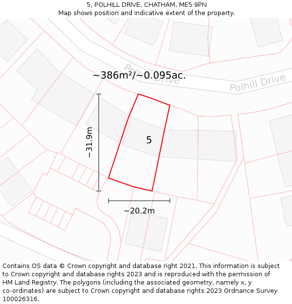 5, POLHILL DRIVE, CHATHAM, ME5 9PN: Plot and title map