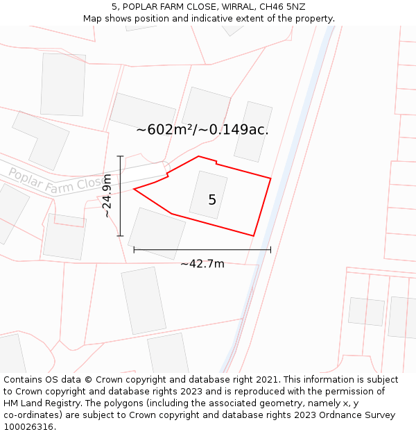 5, POPLAR FARM CLOSE, WIRRAL, CH46 5NZ: Plot and title map