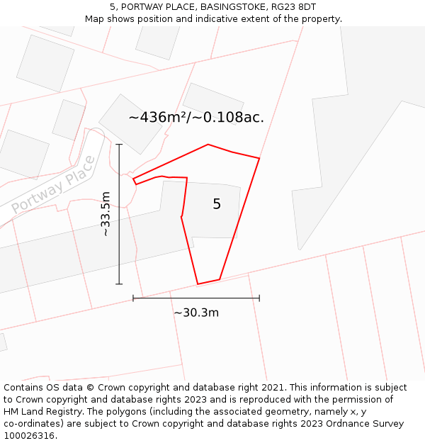 5, PORTWAY PLACE, BASINGSTOKE, RG23 8DT: Plot and title map
