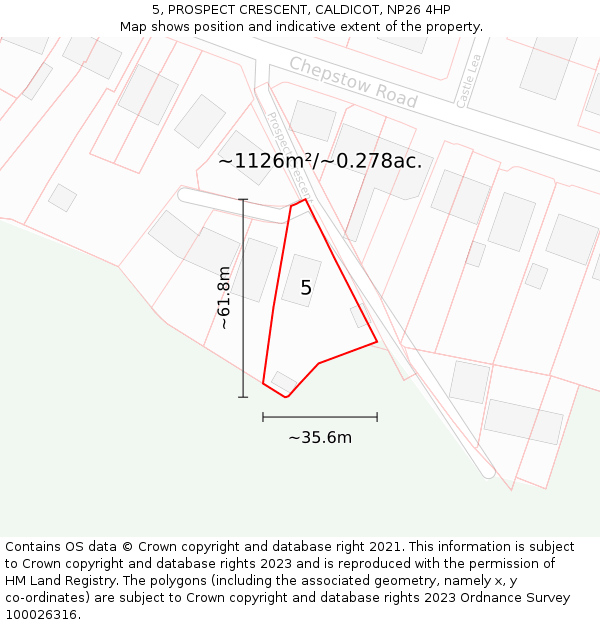 5, PROSPECT CRESCENT, CALDICOT, NP26 4HP: Plot and title map