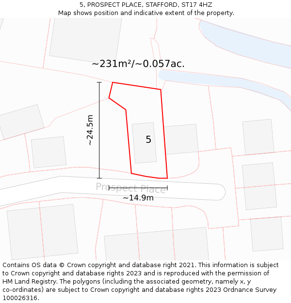 5, PROSPECT PLACE, STAFFORD, ST17 4HZ: Plot and title map