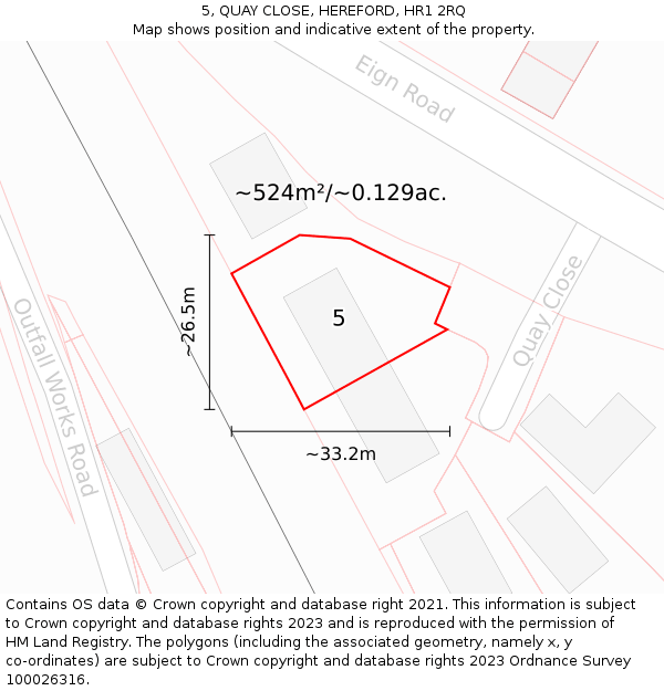 5, QUAY CLOSE, HEREFORD, HR1 2RQ: Plot and title map