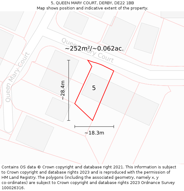 5, QUEEN MARY COURT, DERBY, DE22 1BB: Plot and title map