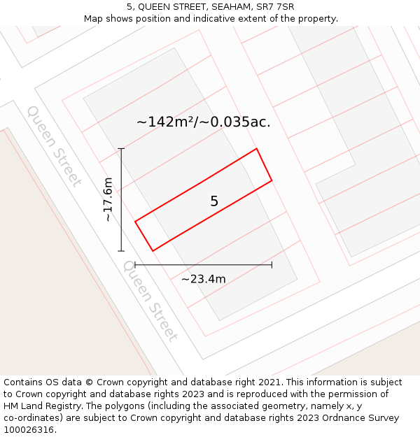 5, QUEEN STREET, SEAHAM, SR7 7SR: Plot and title map