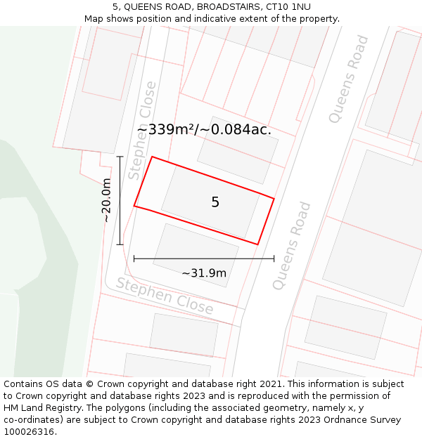 5, QUEENS ROAD, BROADSTAIRS, CT10 1NU: Plot and title map