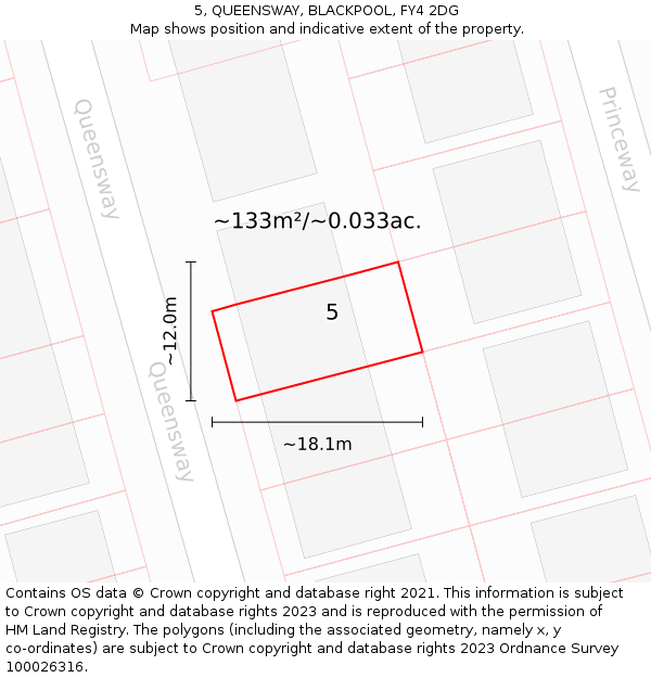 5, QUEENSWAY, BLACKPOOL, FY4 2DG: Plot and title map