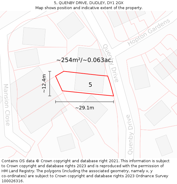 5, QUENBY DRIVE, DUDLEY, DY1 2GX: Plot and title map