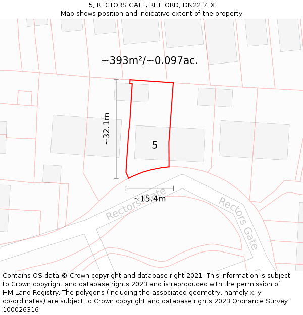 5, RECTORS GATE, RETFORD, DN22 7TX: Plot and title map