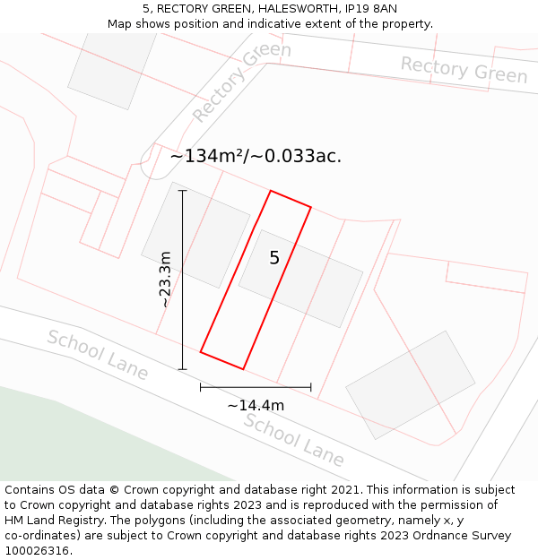 5, RECTORY GREEN, HALESWORTH, IP19 8AN: Plot and title map