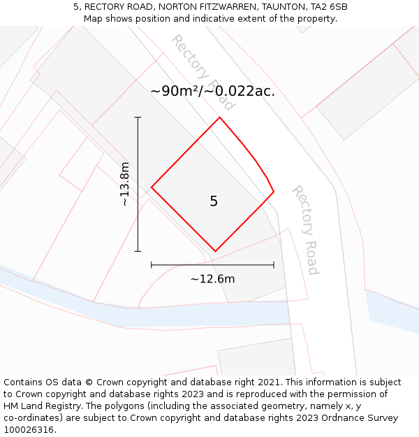 5, RECTORY ROAD, NORTON FITZWARREN, TAUNTON, TA2 6SB: Plot and title map