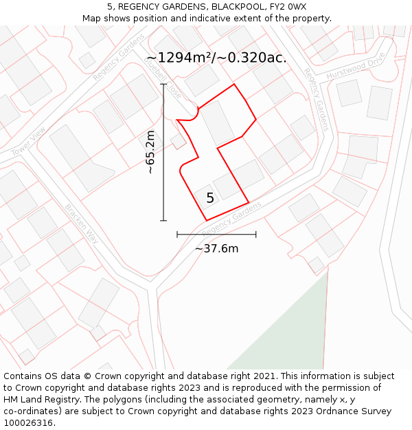 5, REGENCY GARDENS, BLACKPOOL, FY2 0WX: Plot and title map
