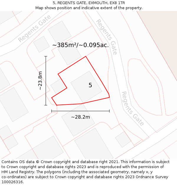 5, REGENTS GATE, EXMOUTH, EX8 1TR: Plot and title map