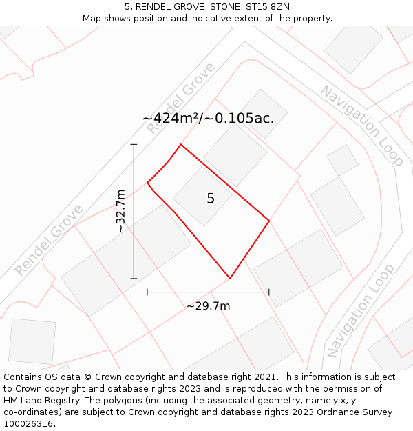 5, RENDEL GROVE, STONE, ST15 8ZN: Plot and title map