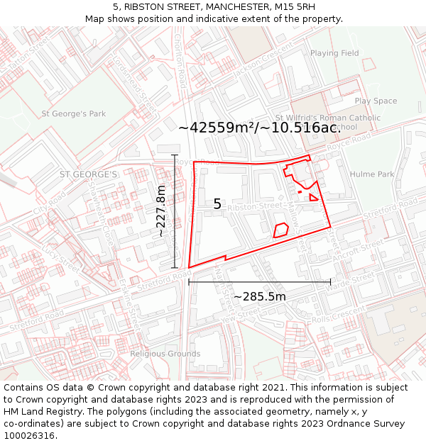 5, RIBSTON STREET, MANCHESTER, M15 5RH: Plot and title map