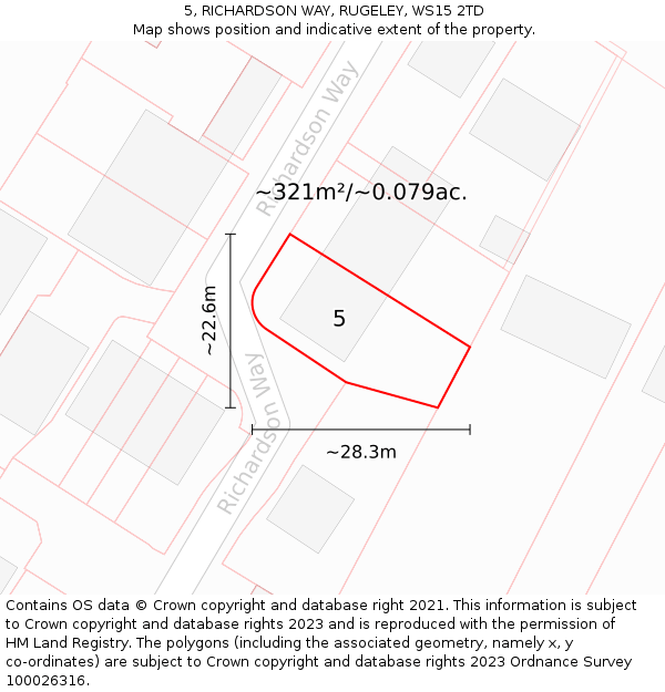 5, RICHARDSON WAY, RUGELEY, WS15 2TD: Plot and title map