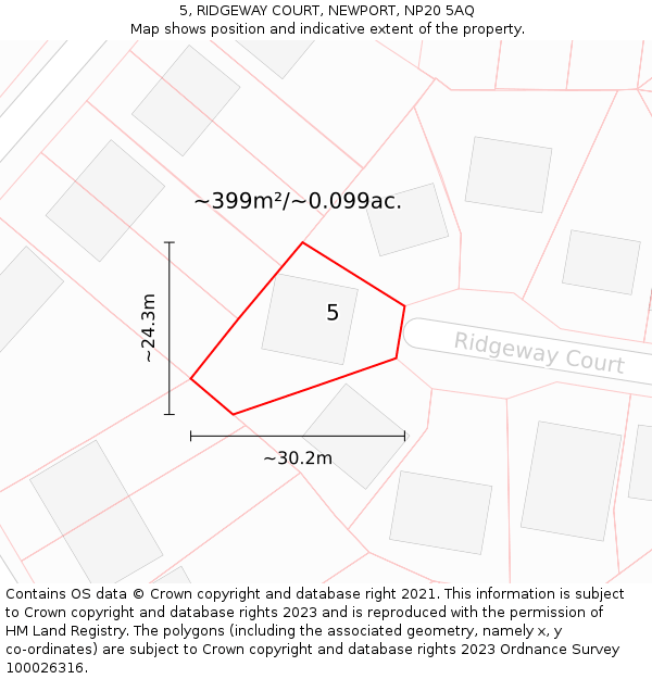 5, RIDGEWAY COURT, NEWPORT, NP20 5AQ: Plot and title map