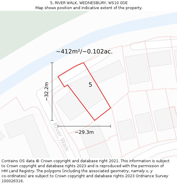 5, RIVER WALK, WEDNESBURY, WS10 0DE: Plot and title map