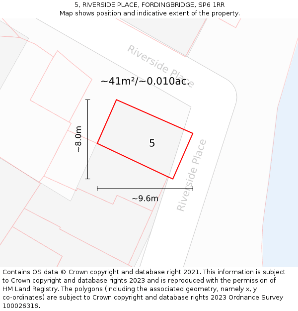 5, RIVERSIDE PLACE, FORDINGBRIDGE, SP6 1RR: Plot and title map